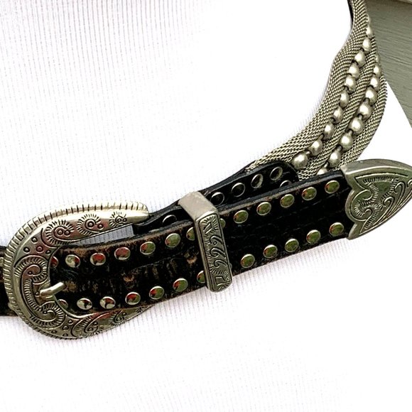 NANNI MADE IN ITALY WOMEN\'S LEATHER AND METAL DESIGNER BELT SIZE 35 main image 11